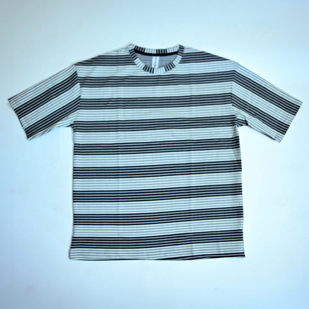 Oversized Striped T-Shirt - Crew Neck Tee - Dark Grey