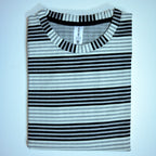 Oversized Striped T-Shirt - Crew Neck Tee - Dark Grey