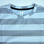Oversized Striped T-Shirt - Crew Neck Tee - Light Grey