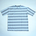Oversized Striped T-Shirt - Crew Neck Tee - Light Grey