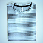 Oversized Striped T-Shirt - Crew Neck Tee - Light Grey