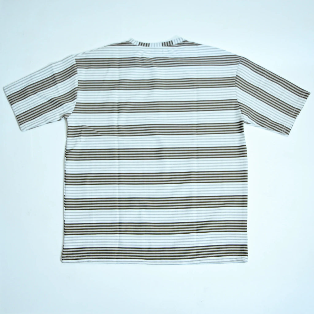 Oversized Striped T-Shirt - Crew Neck Tee - Brown
