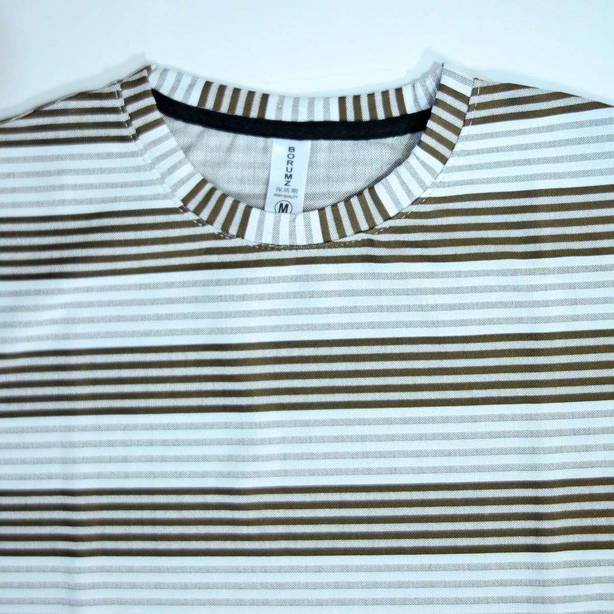 Oversized Striped T-Shirt - Crew Neck Tee - Brown