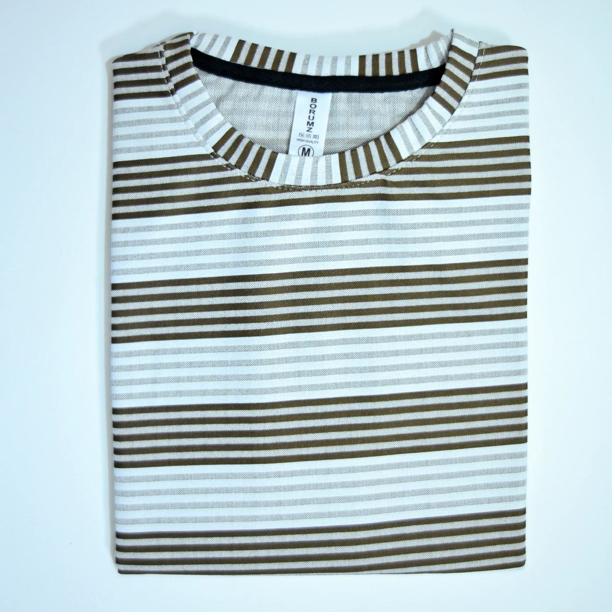 Oversized Striped T-Shirt - Crew Neck Tee - Brown