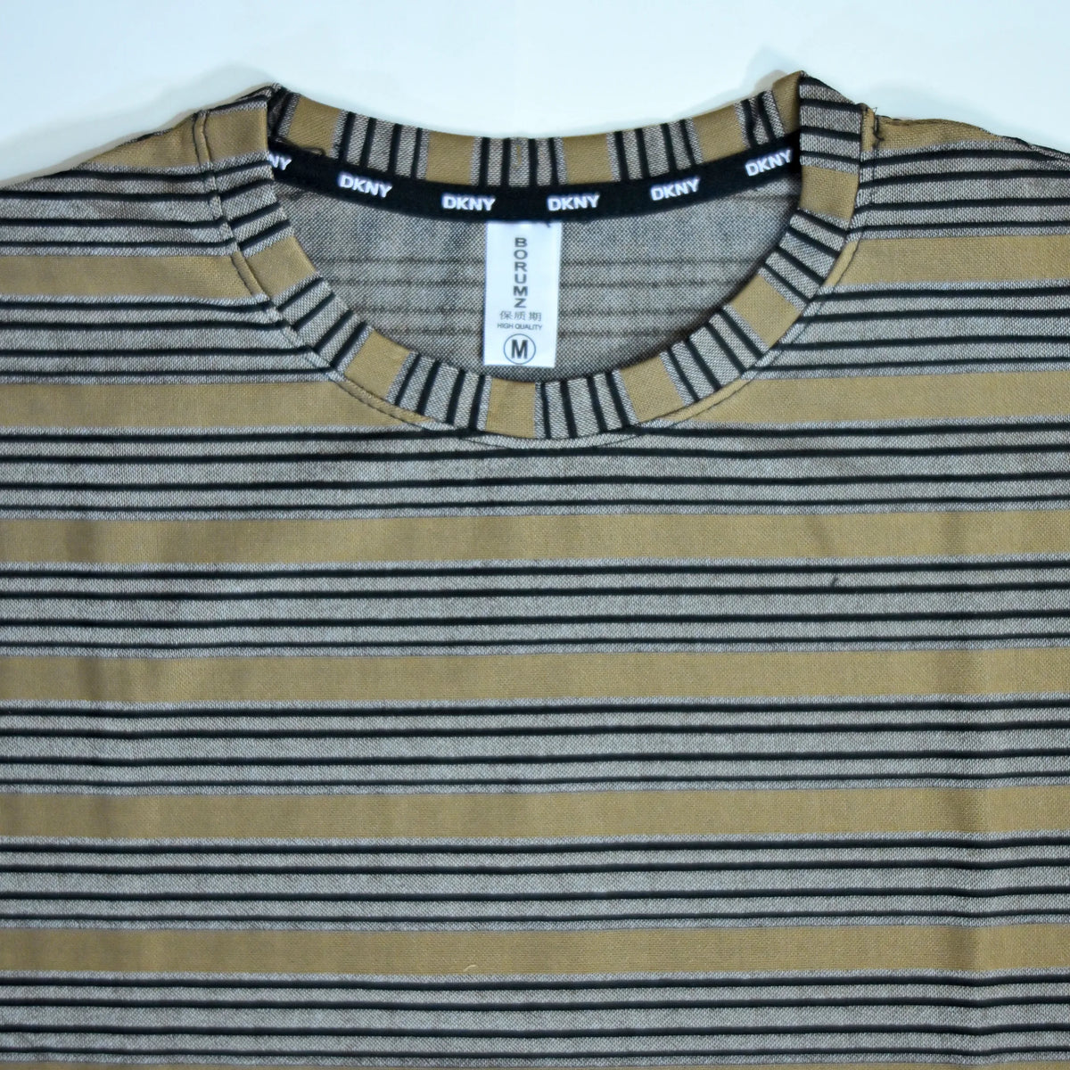 Camel Brown Striped Oversized T-Shirt