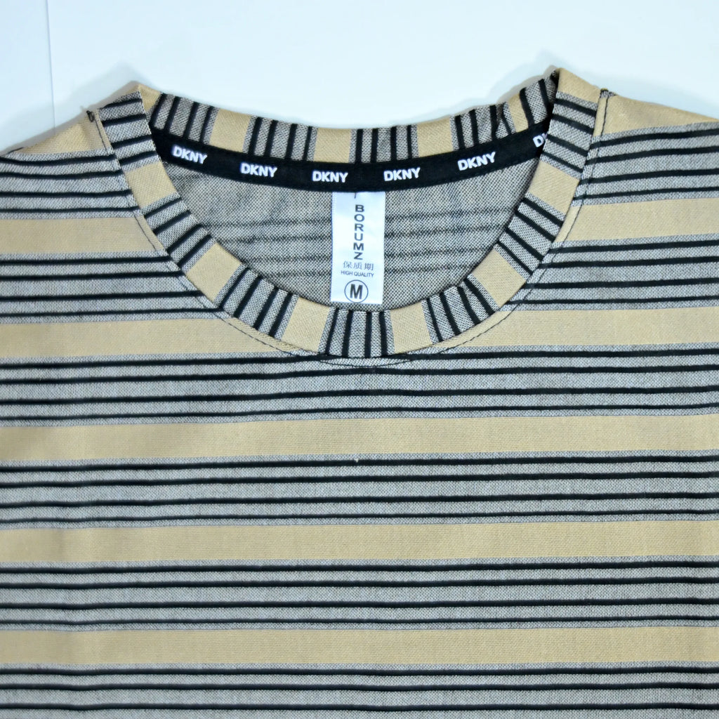 Beige & Black Striped Oversized T-Shirt