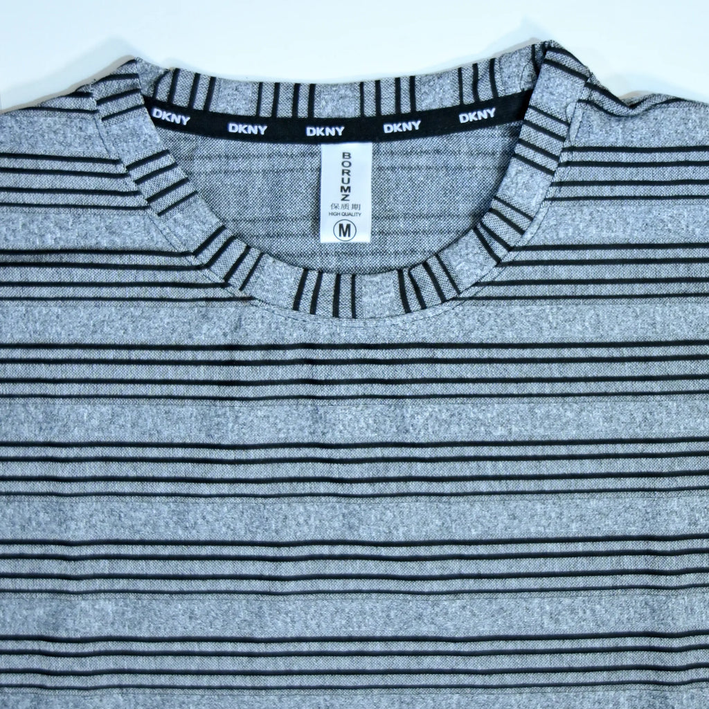 Grey & Black Striped Oversized T-Shirt