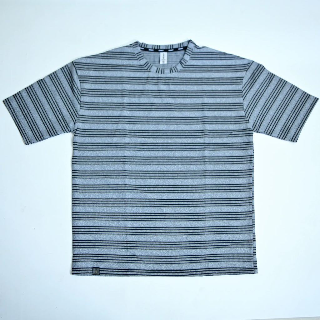 Grey & Black Striped Oversized T-Shirt