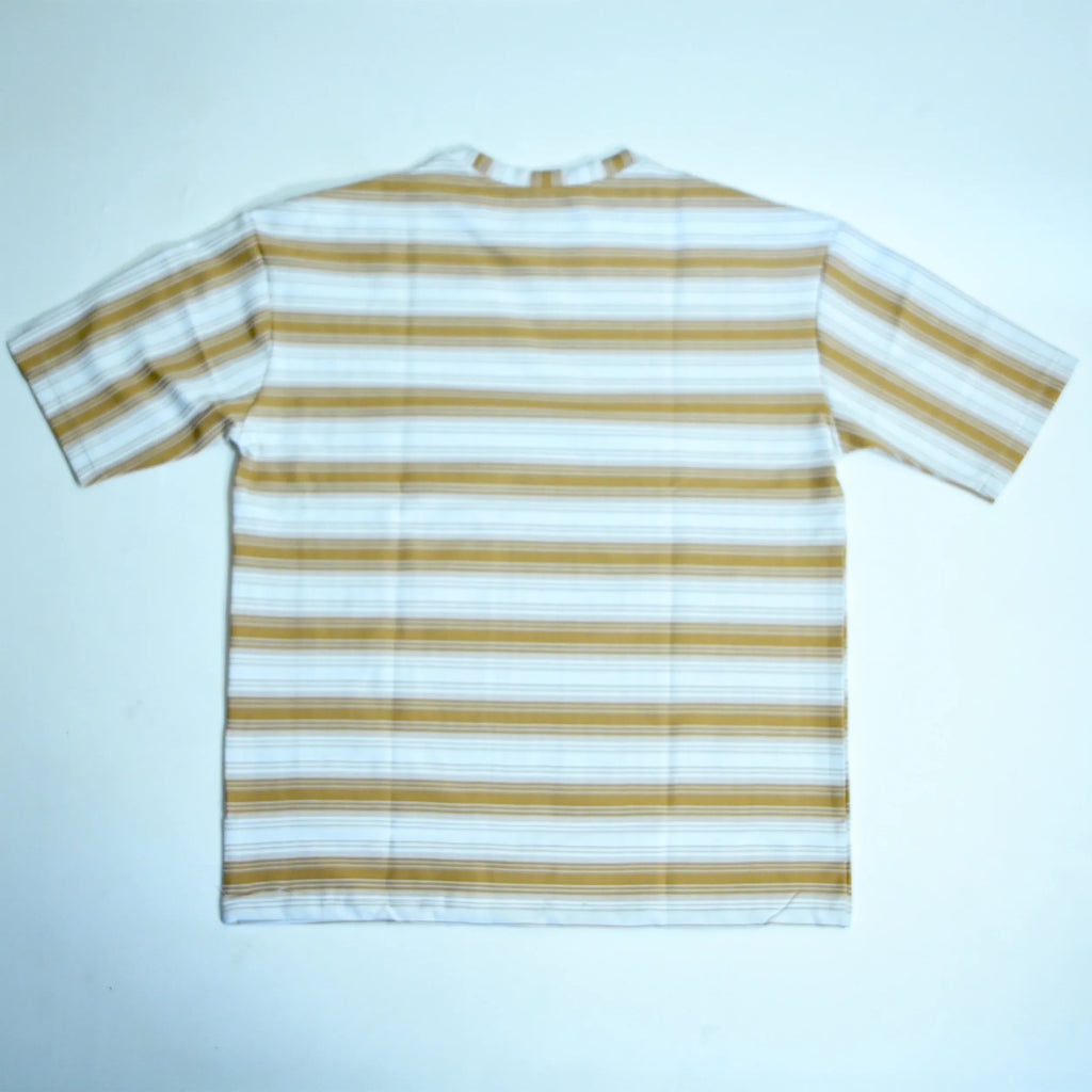 White & Mustard Yellow Striped Oversized T-Shirt | Relaxed Fit Tee