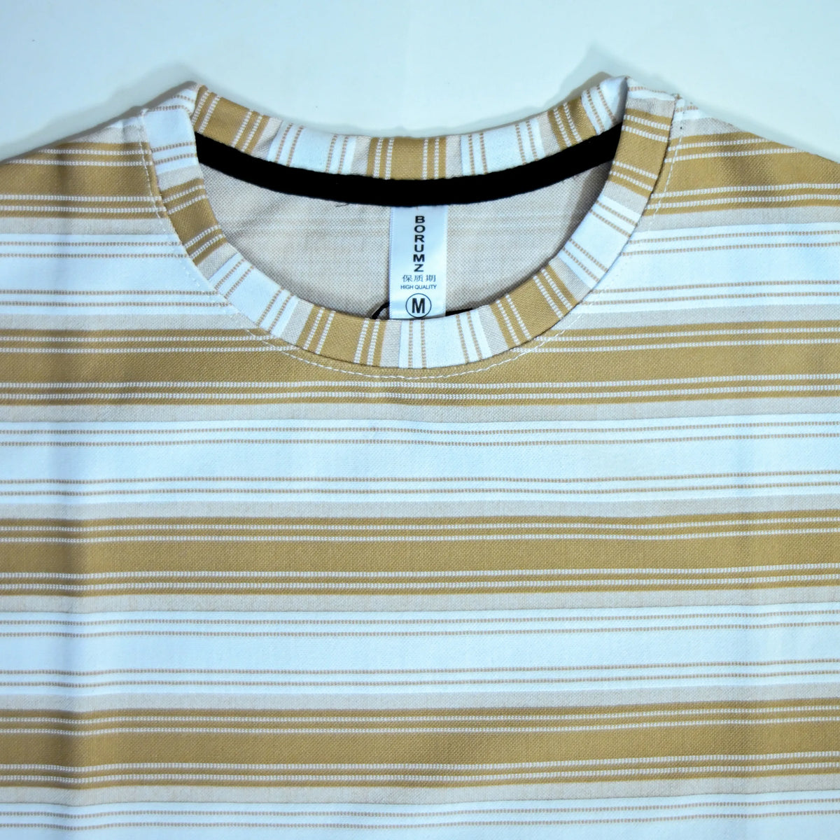 White & Mustard Yellow Striped Oversized T-Shirt | Relaxed Fit Tee