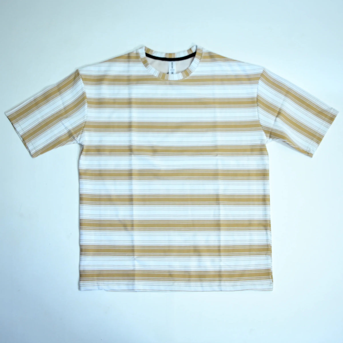 White & Mustard Yellow Striped Oversized T-Shirt | Relaxed Fit Tee