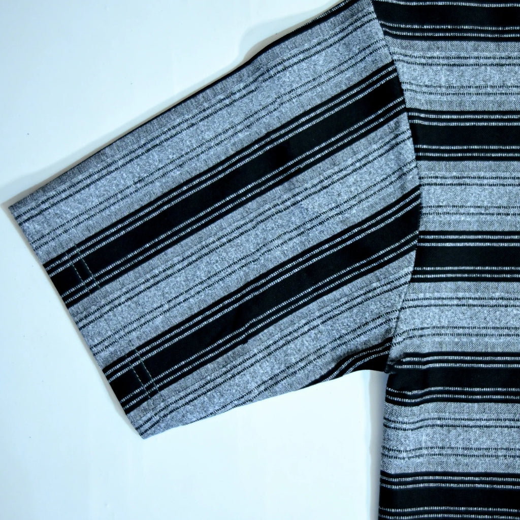 Grey & Black Wide Striped Oversized T-Shirt