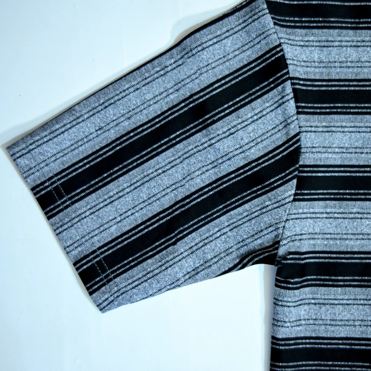 Grey & Black Wide Striped Oversized T-Shirt