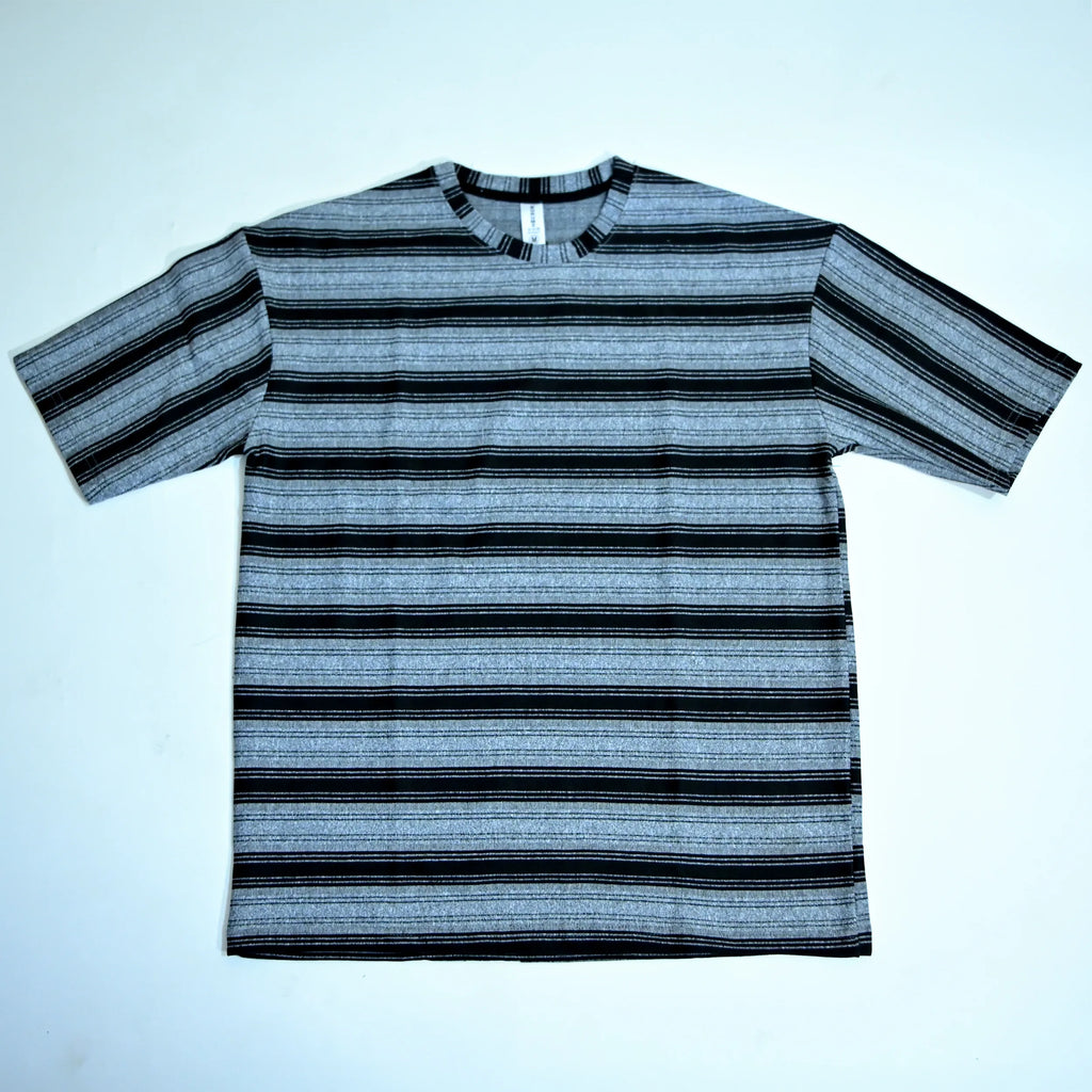 Grey & Black Wide Striped Oversized T-Shirt