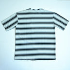 Off Shoulder Baggy T-Shirt - Multi Stripe - White & Black
