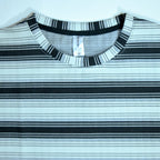 Off Shoulder Baggy T-Shirt - Multi Stripe - White & Black