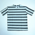 Off Shoulder Baggy T-Shirt - Multi Stripe - White & Black