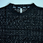 Summer Mesh Knit T-Shirt - Black - Crochet Knit Oversized