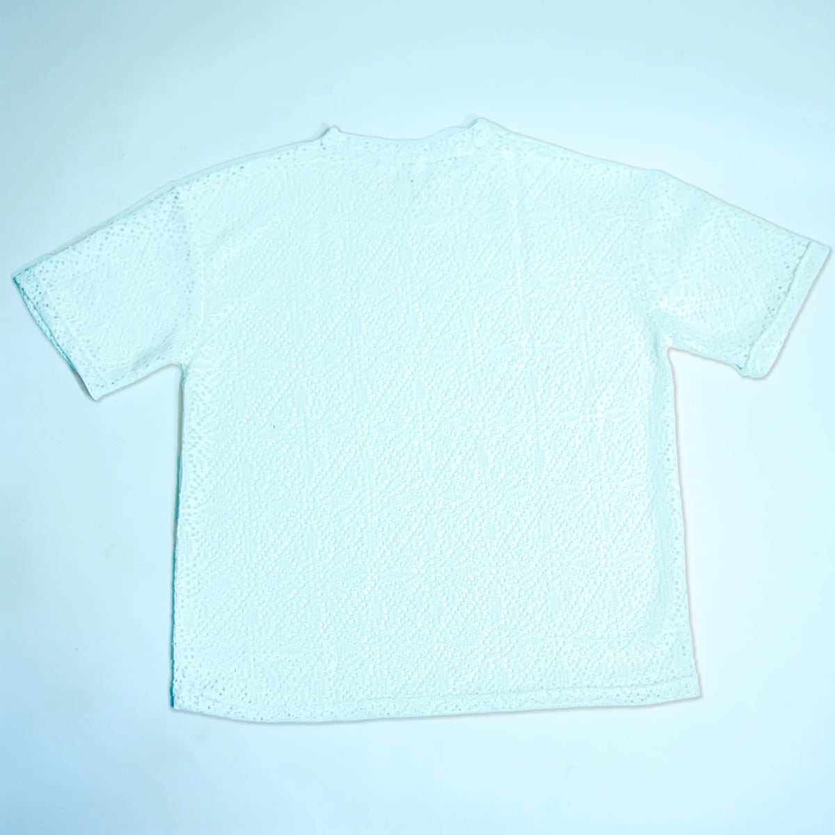 Summer Mesh Knit T-Shirt - White - Crochet Knit Oversized