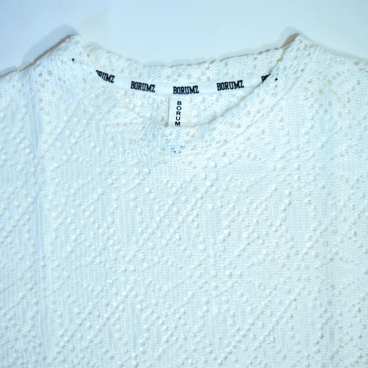 Summer Mesh Knit T-Shirt - White - Crochet Knit Oversized