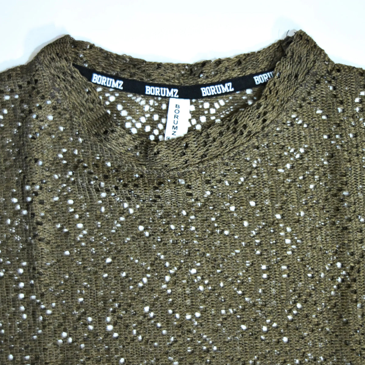 Summer Mesh Knit T-Shirt - Army Green - Crochet Knit