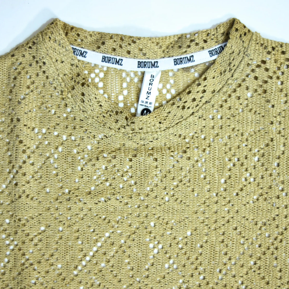 Summer Mesh Knit T-Shirt - Mustard Gold - Crochet Knit