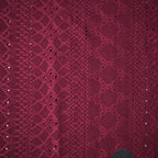 Embroidered Eyelet Drop Shoulder T-Shirt - Deep Maroon