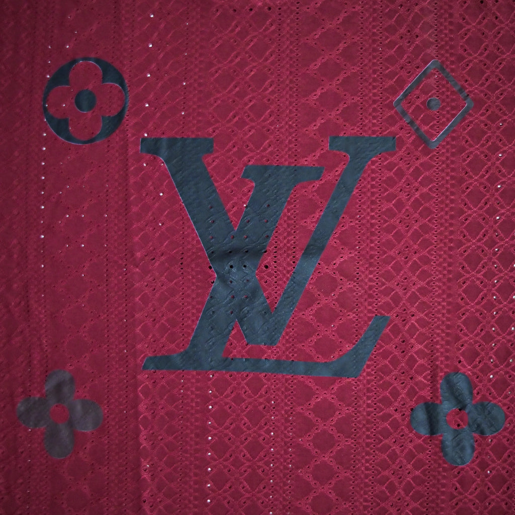 Embroidered Eyelet Drop Shoulder T-Shirt - Deep Maroon