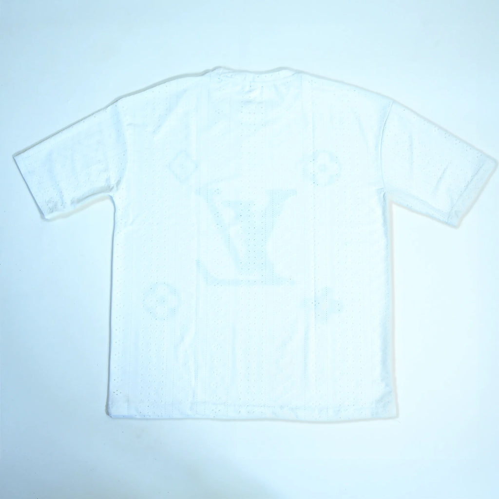 Embroidered Eyelet Drop Shoulder T-Shirt - White
