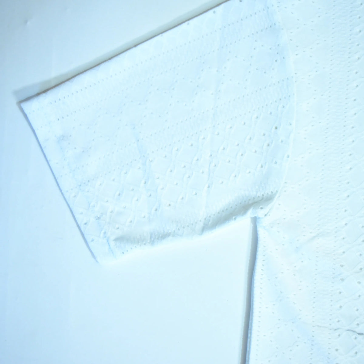 Embroidered Eyelet Drop Shoulder T-Shirt - White