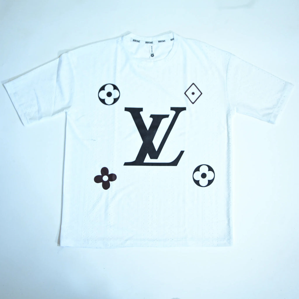 Embroidered Eyelet Drop Shoulder T-Shirt - White