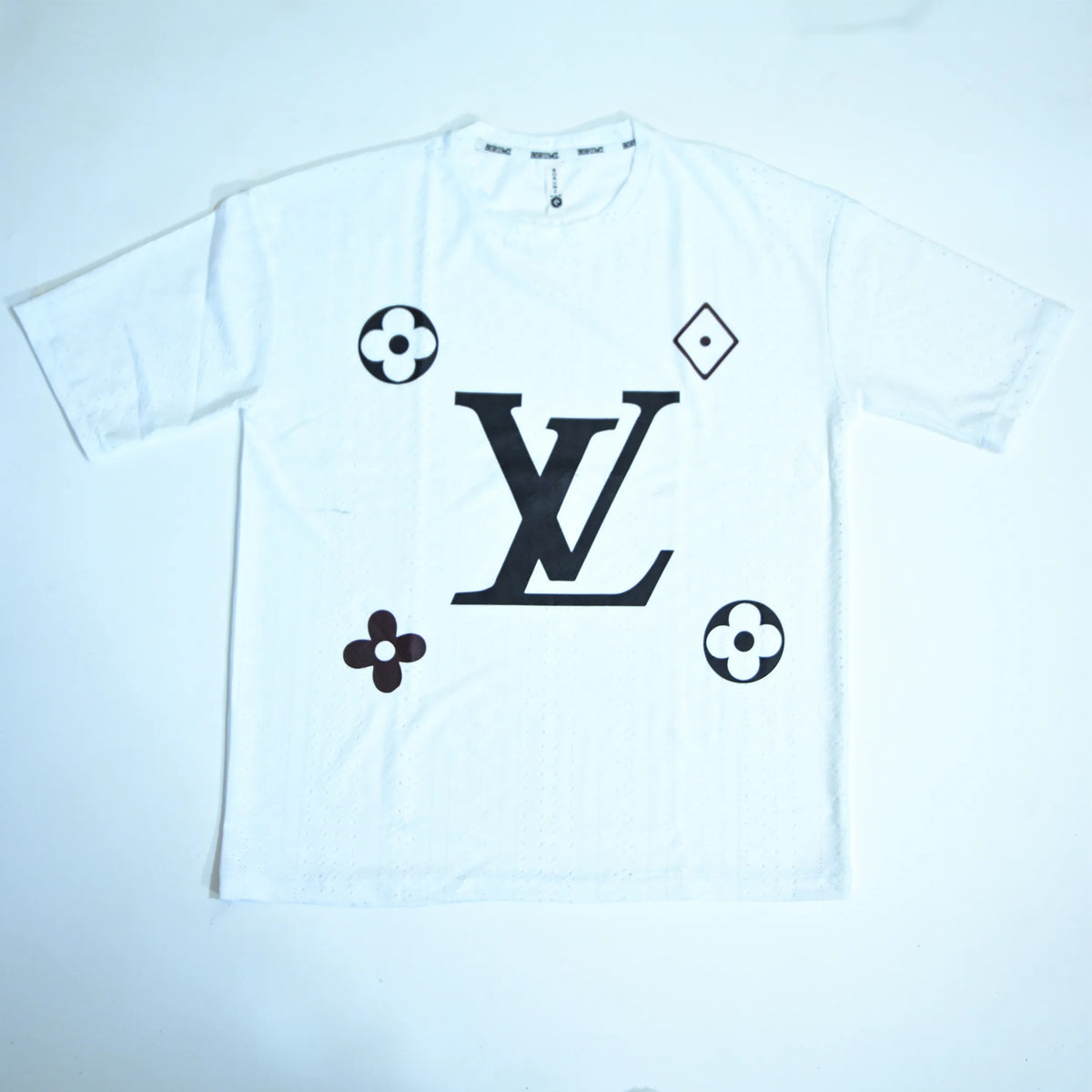 Embroidered Eyelet Drop Shoulder T-Shirt - White
