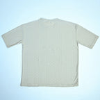 Embroidered Eyelet Drop Shoulder T-Shirt - Beige