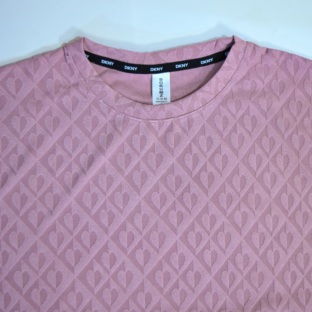 Jumper Baggy T-Shirt - Heart Embossed Textured Knit