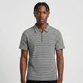 Black & White Striped Zip Polo Shirt | Knit Polo
