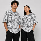 Abstract Logo Print Oversized T-Shirt - Charcoal Grey