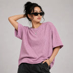 Jumper Baggy T-Shirt - Heart Embossed Textured Knit
