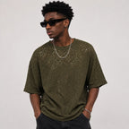 Summer Mesh Knit T-Shirt - Army Green - Crochet Knit