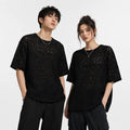 Summer Mesh Knit T-Shirt - Black - Crochet Knit Oversized