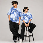 Dollar Print Oversized T-Shirt – Blue & White