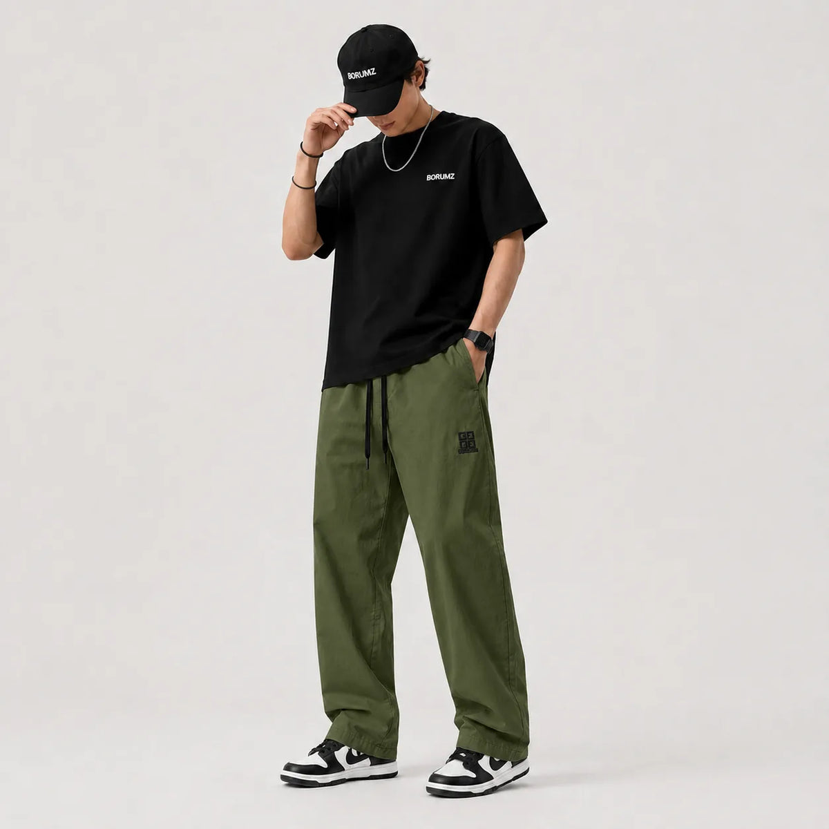 Men’s Baggy Trousers - Olive Green
