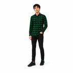 Men’s Black & Green Check Slim-Fit Shirt