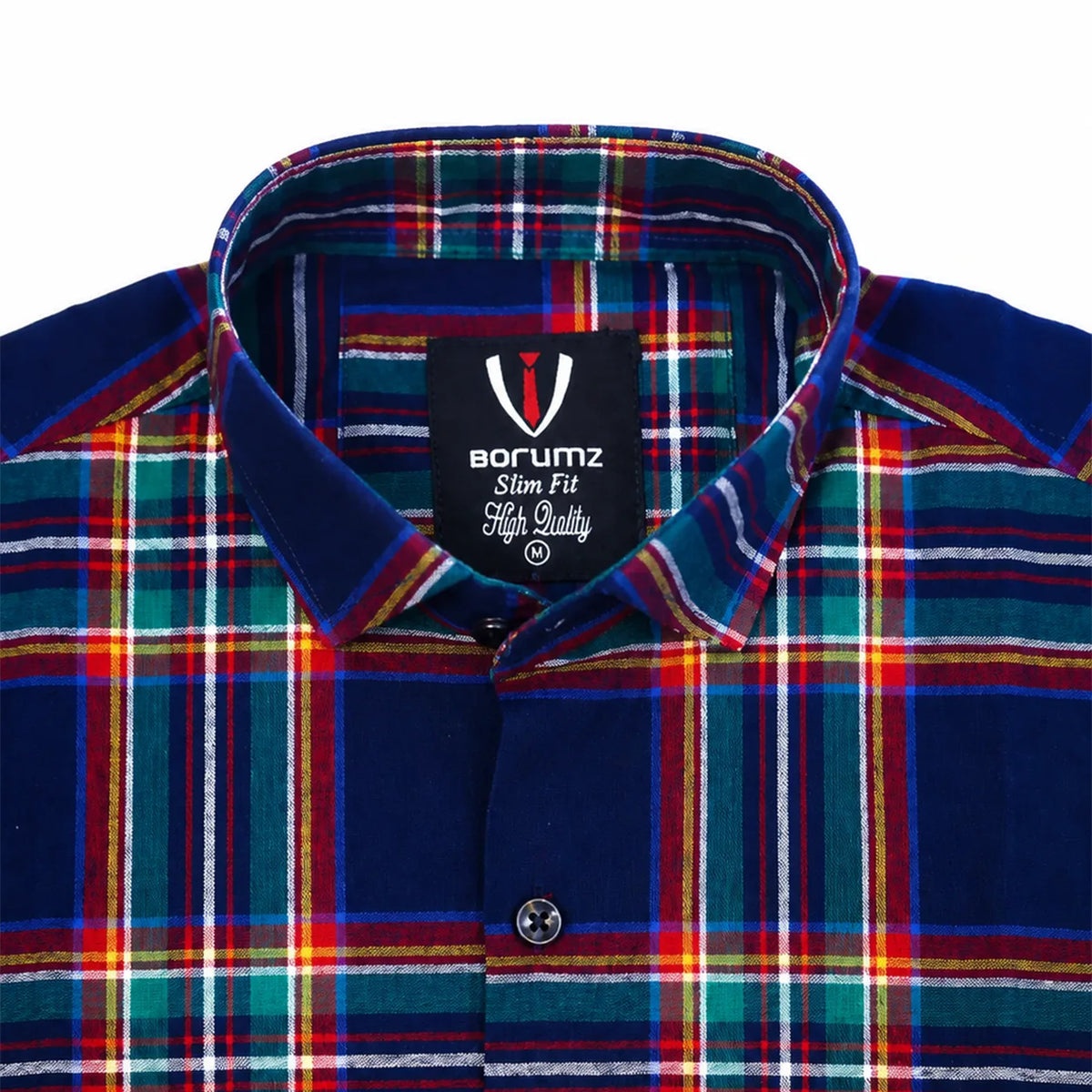 Men’s Navy Multicolour Check Slim-Fit Shirt