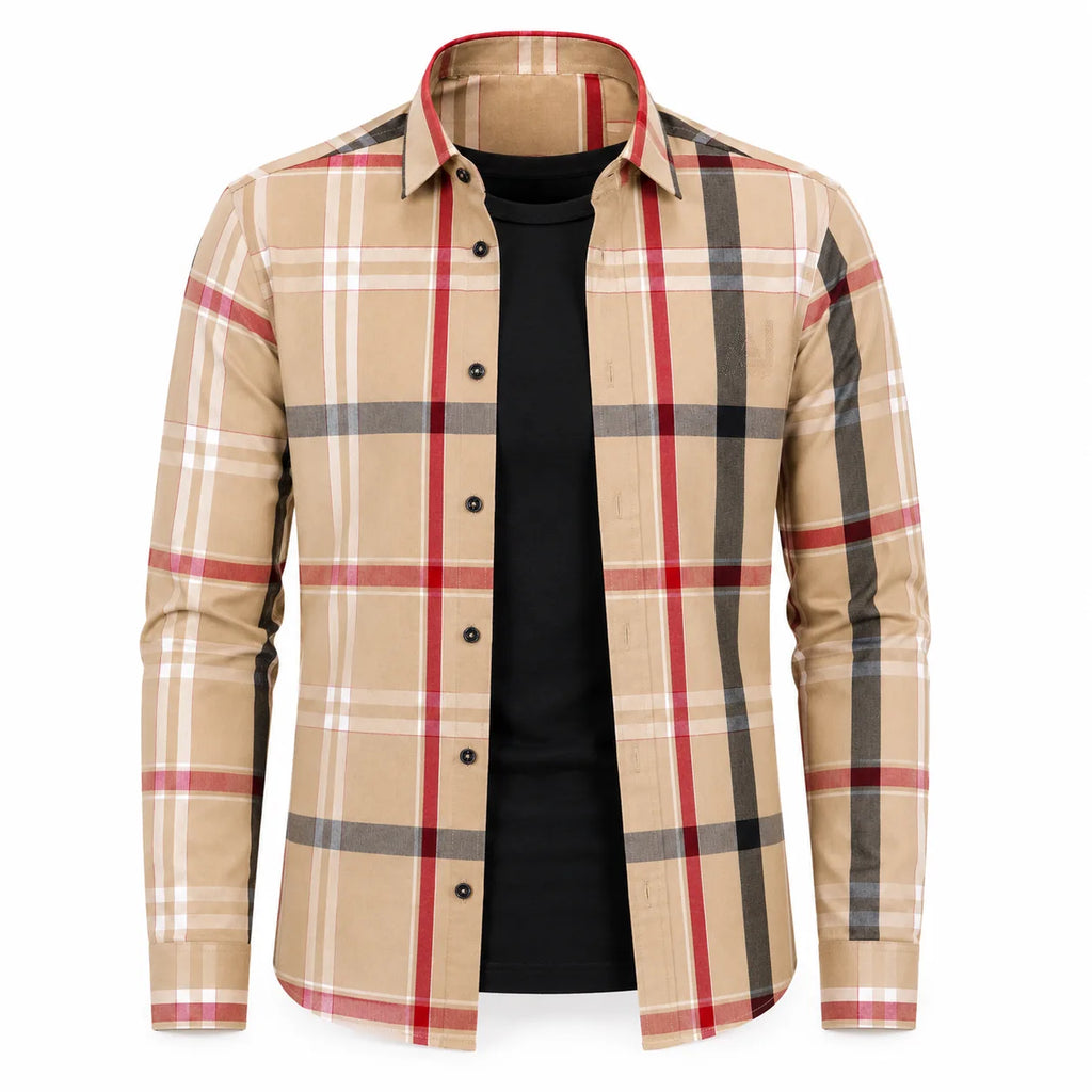 Men’s Beige Heritage Check Slim-Fit Shirt