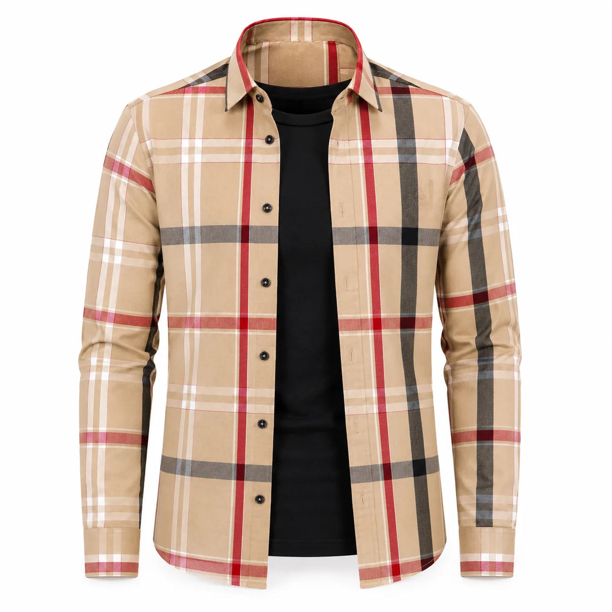 Men’s Beige Heritage Check Slim-Fit Shirt