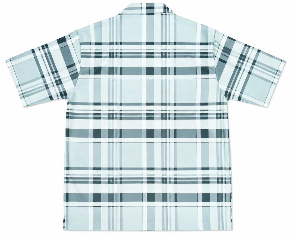 Men’s Green Stretch Check Half-Button Shirt