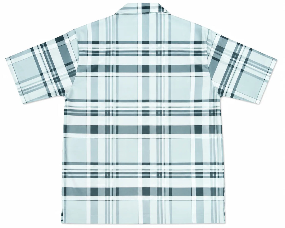 Men’s Green Stretch Check Half-Button Shirt