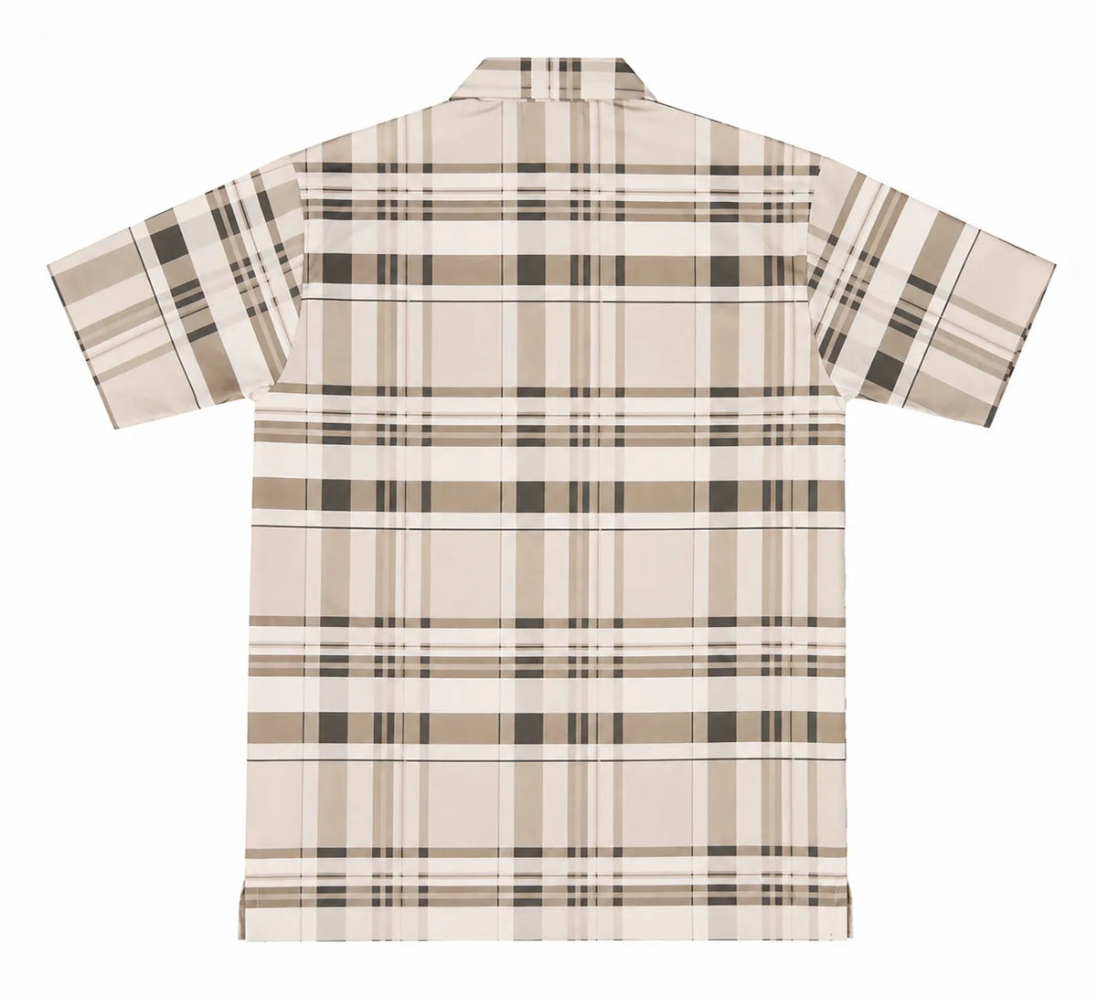 Men’s Beige Stretch Check Half-Button Shirt