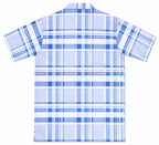 Men’s Sky Blue Stretch Check Half-Button Shirt