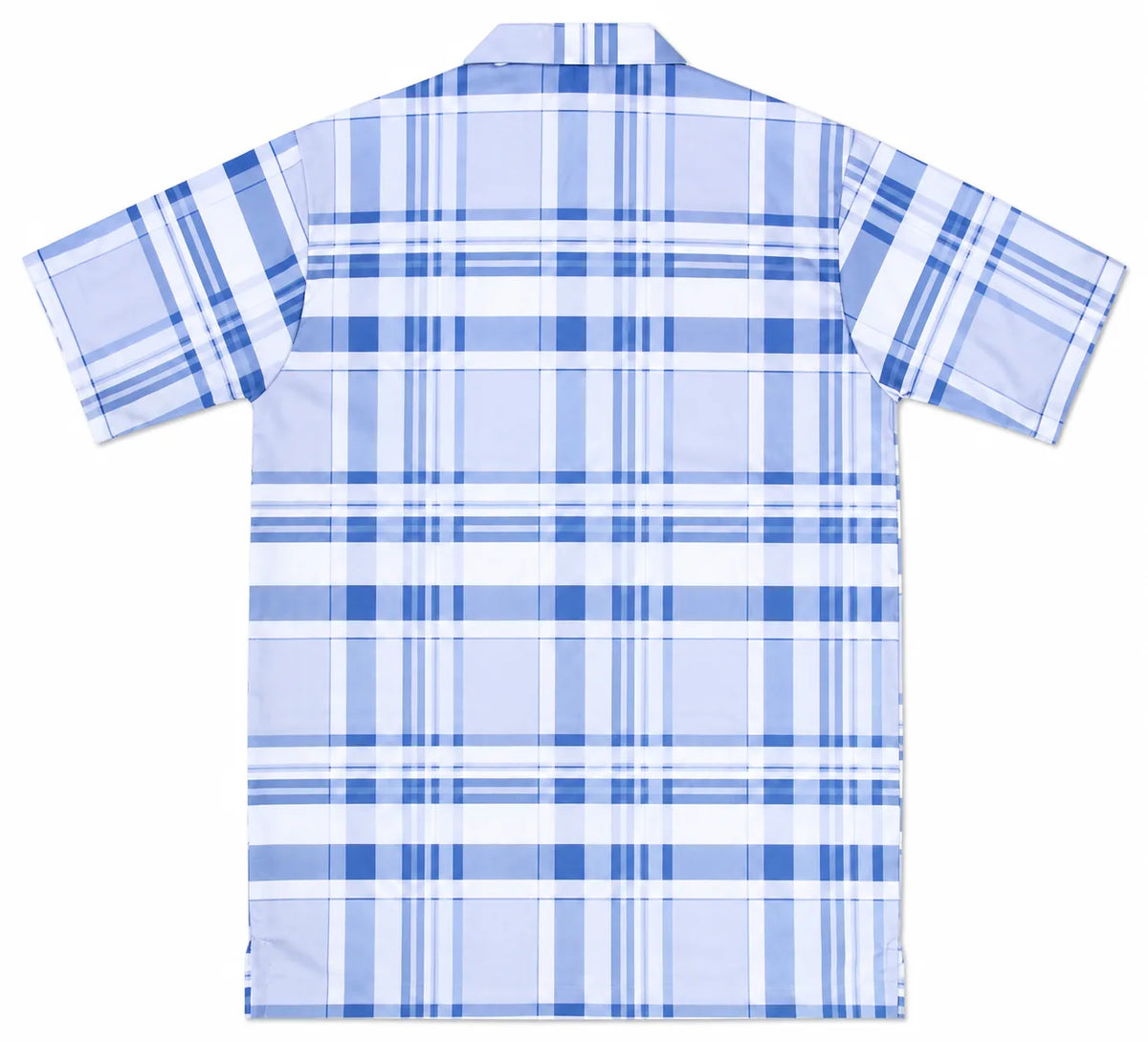 Men’s Sky Blue Stretch Check Half-Button Shirt